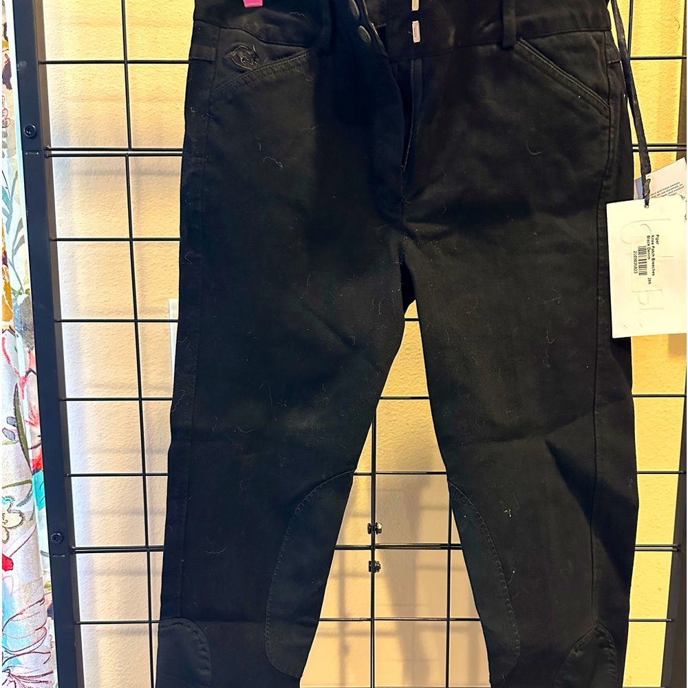Piper smartpak black denim breeches with knee patch nwt women’s